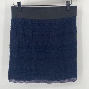 Free People Navy Lace Mini Skirt with Sparkle Stretchy Waistband Small